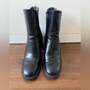 Black ankle chunky boots simili leather Zara 37